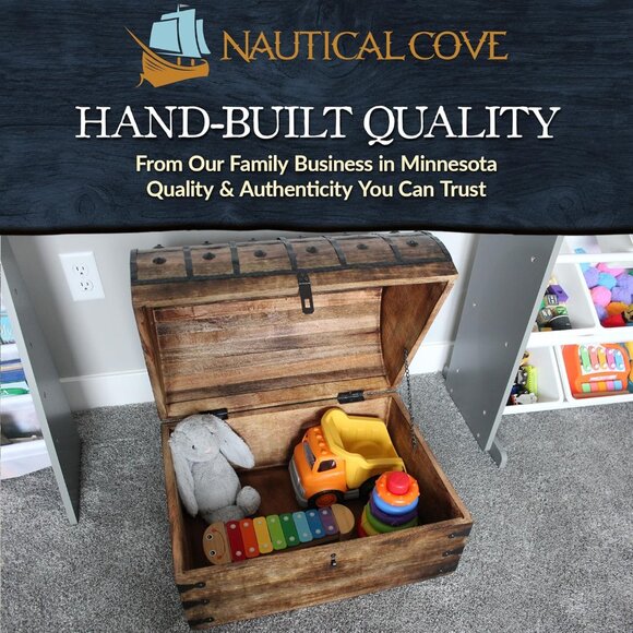 Handmade Pirate Treasure Chest for Kids Prizes & Classroom with Lock and Skeleto - Picture 8 of 8